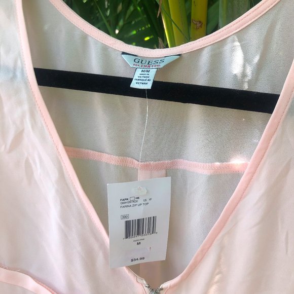 NYT Guess Pink Sleeveless Top with Zip Detail - Picture 2 of 3